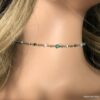 N6919c Collier perles vertes ras de cou acier inoxydable argent - Bijoux Colliers en ligne Ninanina
