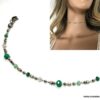 N6919d Collier perles vertes ras de cou acier inoxydable argent - Bijoux Colliers en ligne Ninanina