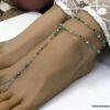 N6922c Bracelet perles vertes et acier inoxydable argent pour le pied - Bijoux Bracelets en ligne Ninanina