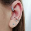 N6930a Ensemble boucles d'oreilles 3 trous argent et zircon bleu - Bijoux Boucles d'oreilles en ligne Ninanina
