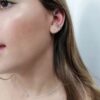 N6930b Ensemble boucles d'oreilles 3 trous argent et zircon bleu - Bijoux Boucles d'oreilles en ligne Ninanina