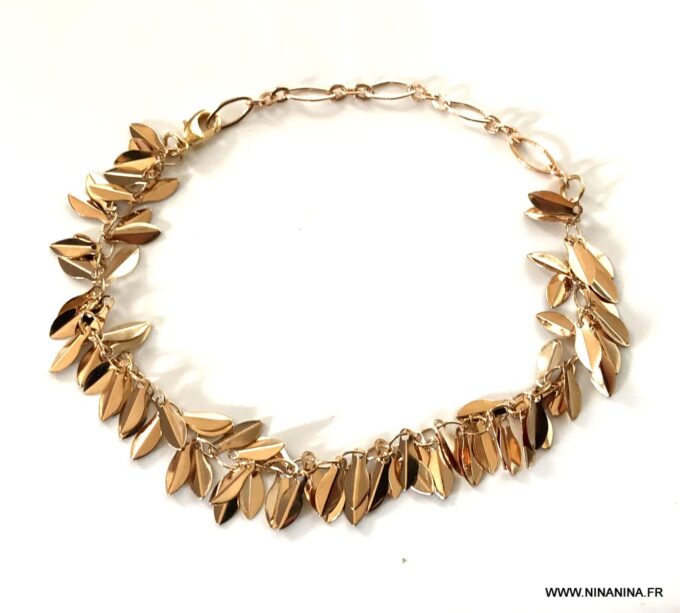 N6950e Bracelet feuilles plaqué or femme style boheme chic - Bijoux Bracelets en ligne Ninanina
