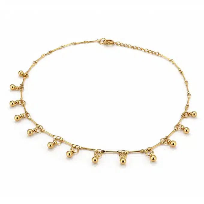 N6951a Collier ras de cou perle artisanal - bijou acier doré femme - Bijoux colliers fmmes en ligne Ninanina
