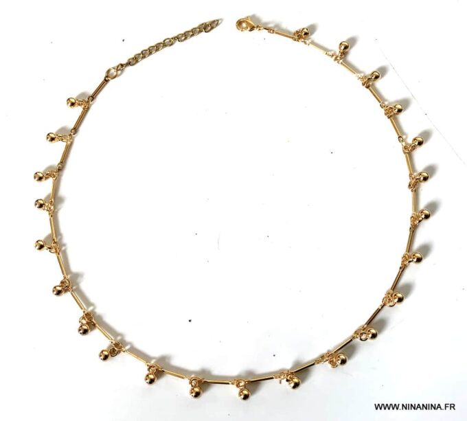 N6952 Chaine de cheville breloque ronde dorée plaqué or - Bijoux Bracelets en ligne Ninanina