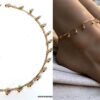 N6952b Chaine de cheville breloque ronde dorée plaqué or - Bijoux Bracelets en ligne Ninanina
