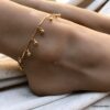 N6952f Chaine de cheville breloque ronde dorée plaqué or - Bijoux Bracelets en ligne Ninanina