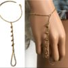 N6954a Bracelet harnais de main bague chaine plaqué or - Bijoux Bracelets en ligne Ninanina