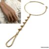 N6954d Bracelet harnais de main bague chaine plaqué or - Bijoux Bracelets en ligne Ninanina