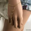 N6954h Bracelet harnais de main bague chaine plaqué or - Bijoux Bracelets en ligne Ninanina