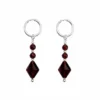 N6955a Boucles d'oreilles grenat argent 925 - creoles pendentif losange rouge – Bijou boucle d’oreille femme en ligne Ninanina