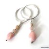 N6956 Boucles d oreilles opale rose argent créoles ou pendantes - Bijou boucle d oreille en ligne Ninanina