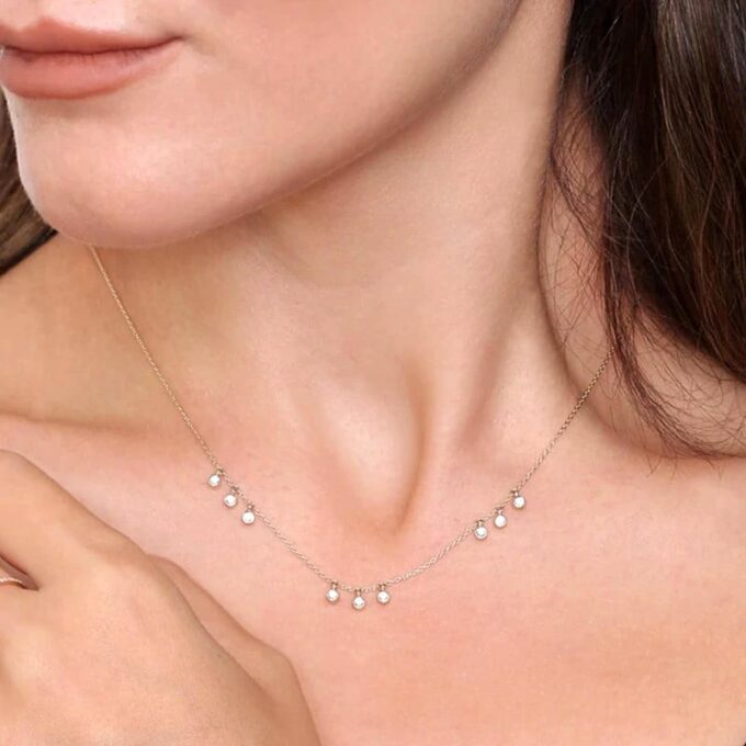 N6964c Collier oxyde de zirconium blanc argent 925 - Bijoux Colliers d'oreilles en ligne Ninanina