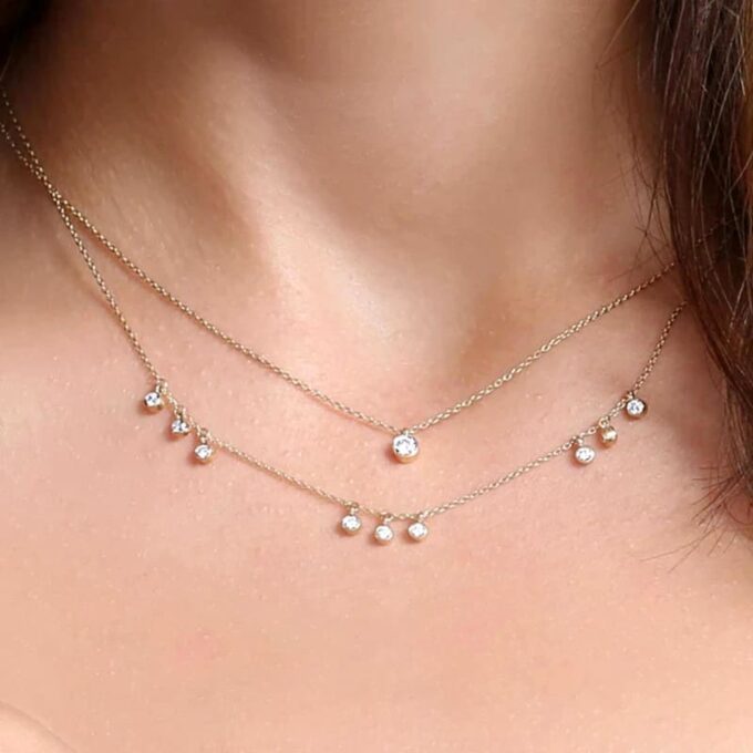 N6964d Collier oxyde de zirconium blanc argent 925 - Bijoux Colliers d'oreilles en ligne Ninanina