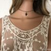 N6972 Collier ras de cou croix femme pierre fine pyrite noir - Bijoux colliers en ligne Ninanina