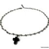 N6972g Collier ras de cou croix femme pierre fine pyrite noir - Bijoux colliers en ligne Ninanina