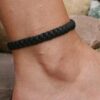 N6974 Bracelet cheville homme cuir tressé marron noir - Bijoux Bracelets en ligne Ninanina