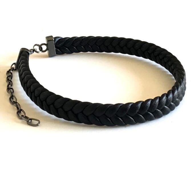N6974 Bracelet de cheville tressé en cuir noir pour homme - Bijoux de pieds en ligne Ninanina