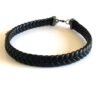 N6974a Bracelet de cheville tressé en cuir noir pour homme - Bijoux de pieds en ligne Ninanina