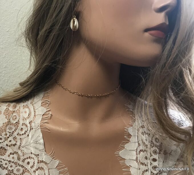N6977b Chaine ras de cou plaqué or - collier femme doré - Bijoux Colliers en ligne Ninanina