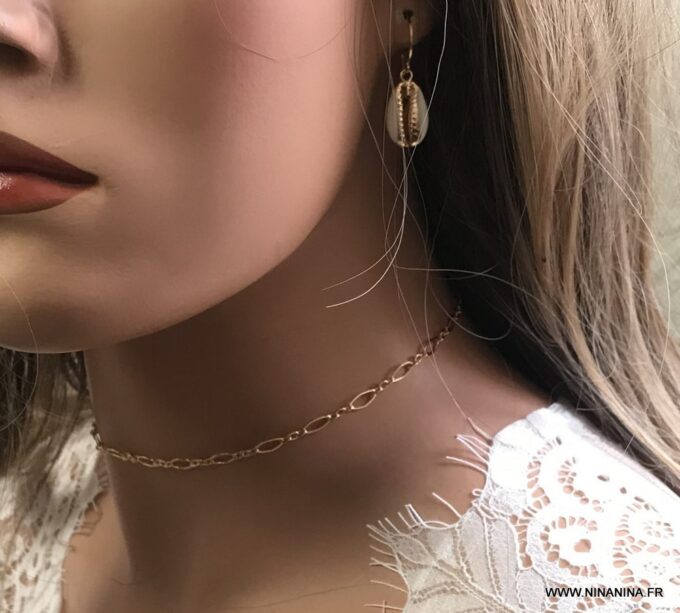 N6977d Chaine ras de cou plaqué or - collier femme doré - Bijoux Colliers en ligne Ninanina