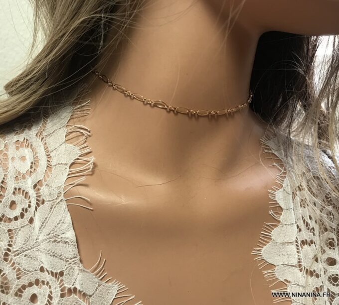 N6977f Chaine ras de cou plaqué or - collier femme doré - Bijoux Colliers en ligne Ninanina