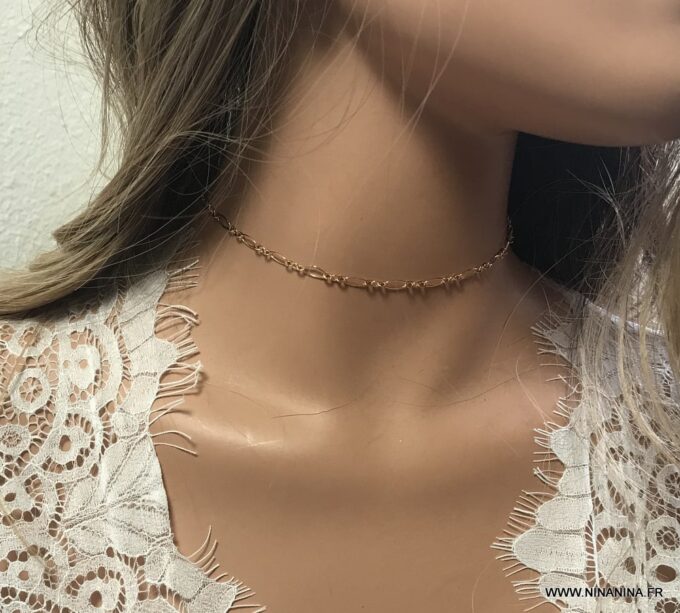 N6977i Chaine ras de cou plaqué or - collier femme doré - Bijoux Colliers en ligne Ninanina