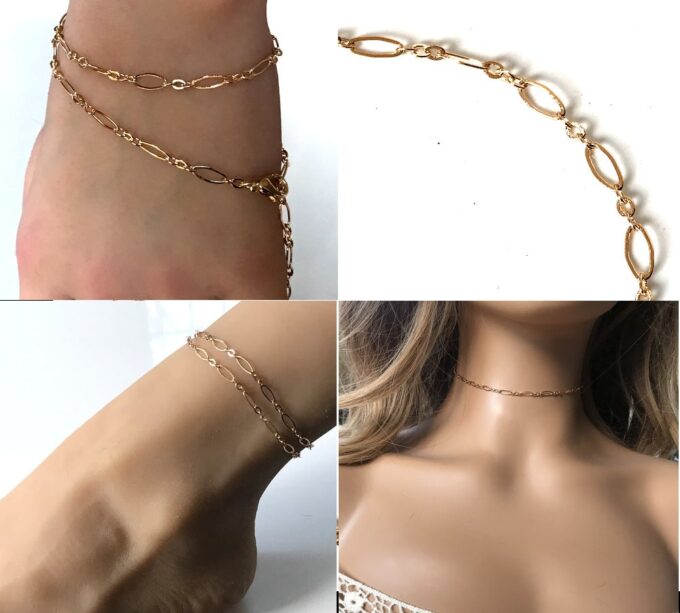 N6977l Chaine ras de cou plaqué or - collier femme doré - Bijoux Colliers en ligne Ninanina