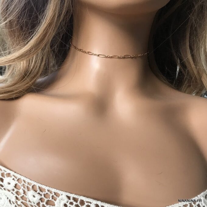 N6977m Chaine ras de cou plaqué or - collier femme doré - Bijoux Colliers en ligne Ninanina