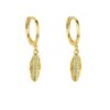 N6979 Boucles d'oreilles mini créoles plume plaqué or zirconium - Bijou Boucle d'oreille en ligne Ninanina
