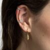 N6979a Boucles d'oreilles mini créoles plume plaqué or zirconium - Bijou Boucle d'oreille en ligne Ninanina