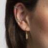 N6979b Boucles d'oreilles mini créoles plume plaqué or zirconium - Bijou Boucle d'oreille en ligne Ninanina