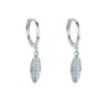 N6980 Boucles d oreilles mini creoles plume argent 925 zirconium - Bijou Boucle d'oreille en ligne Ninanina