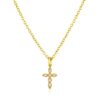 N6981 Pendentif croix zirconium blanc chaine argent 925 plaqué or - Bijoux Colliers en ligne Ninanina