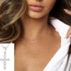 N6982b Pendentif croix argent zirconium blanc - chaine femme - Bijoux Colliers en ligne Ninanina