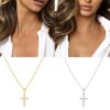 N6982c Pendentif croix argent zirconium blanc - chaine femme - Bijoux Colliers en ligne Ninanina