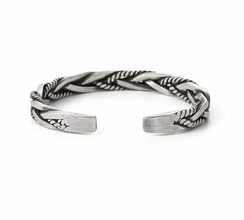 Bracelet Jonc homme en argent monture ciselé style Inca pas cher