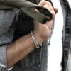 N6984B Bracelet homme tressé argent plaqué - jonc ouvert - Bijoux Bracelets en ligne Ninanina