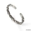 N6984E Bracelet homme tressé argent plaqué - jonc ouvert - Bijoux Bracelets en ligne Ninanina