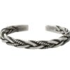 N6984g Bracelet homme tressé argent plaqué - jonc ouvert - Bijoux Bracelets en ligne Ninanina
