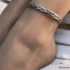 N6985b Bracelet de cheville large et rigide argent plaqué femme - Bijoux Bracelets en ligne Ninanina