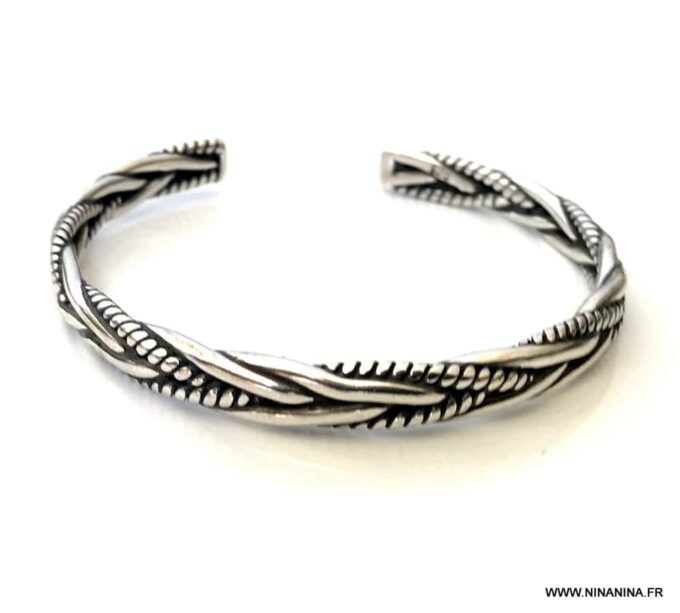 N6985d Bracelet de cheville large et rigide argent plaqué femme - Bijoux Bracelets en ligne Ninanina