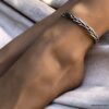 N6985f Bracelet de cheville large et rigide argent plaqué femme - Bijoux Bracelets en ligne Ninanina