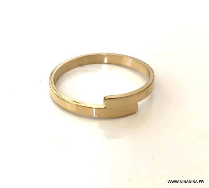 N6986a Bague réglable plaqué or minimaliste femme sur acier - Bijoux Bagues en ligne Ninanina