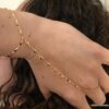 N6993 Chaine de main or plaqué - Bracelet bague femme doré - Bijoux Chaines en ligne Ninanina