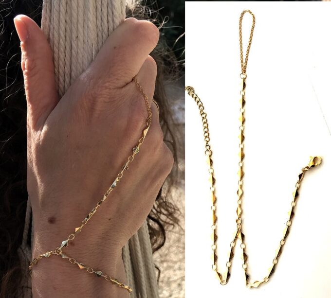 N6993K Chaine de main or plaqué - Bracelet bague femme doré - Bijoux Chaines en ligne Ninanina