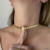 N6997e Ras du cou or- collier femme pastille laiton doré - Bijoux Colliers femmes en ligne Ninanina