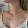 N6997g Ras du cou or- collier femme pastille laiton doré - Bijoux Colliers femmes en ligne Ninanina