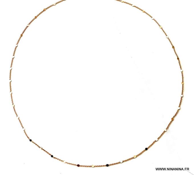 N7006f Chaine de taille fine plaqué or pas cher maille fantaisie dorée - Bijoux de corps en ligne Ninanina