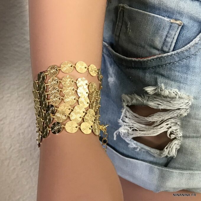 N7009G Chaine sautoir or plaqué femme - collier long pastille dorée - Bijoux Colliers en ligne Ninanina