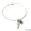 N7012g Chaîne de cheville argent plume Aigue marine naturelle - Bijoux de pied en ligne Ninanina